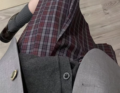 半裙冬至/原创正品红色JK制服格裙百褶裙女...