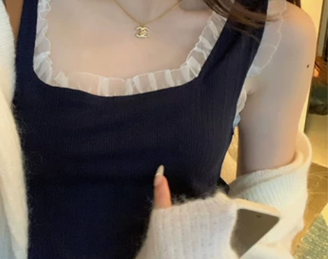 superniniyy 蕾丝拼接木耳边宽边...