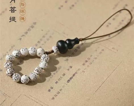 原创菩提手机挂件短款汽车钥匙扣佛系中国风紫...