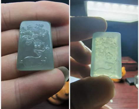 正缅料冰种高质量“一鹿有你”玉雕牌子，可出...