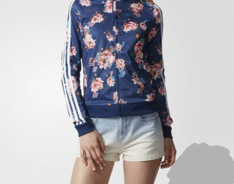 XL码adidas阿迪女子休闲系列立领印花...