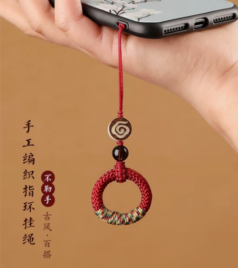 手工编织古风指环扣手机挂绳短款u盘个性创意...
