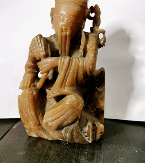 明代莱州玉雕~诸葛亮,传世皮克,包浆漂亮!...