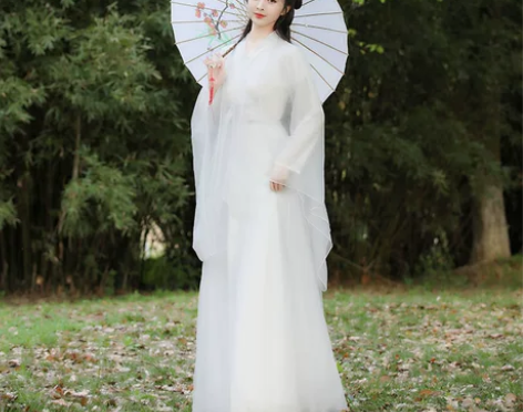 汉服女正品原创中国风改良版连衣裙飘逸古风白...