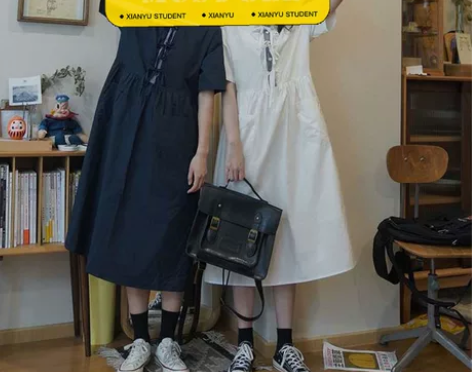 娃娃领连衣裙女2022夏季新款学院风闺蜜装...