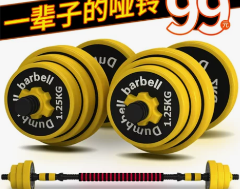 包铁哑铃家用男士健身器材一对20kg30女...