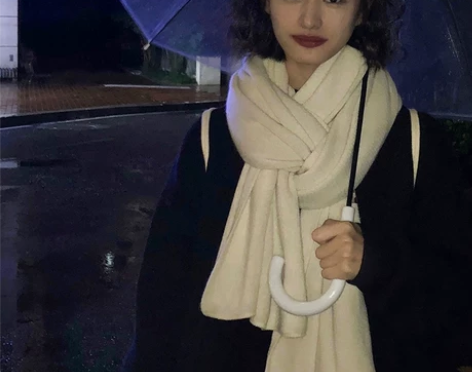 下雨天~韩版针织围巾女秋冬季情侣学生披肩百...