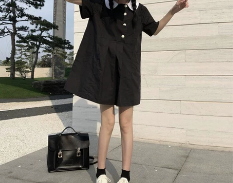 闺蜜装百搭宽松裙子2021新款学院风娃娃领...