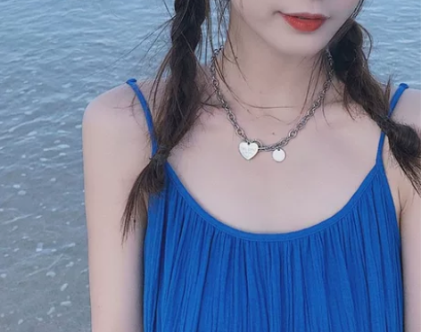 法式超仙蓝色吊带裙海边度假连衣裙夏显瘦小个...