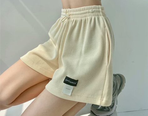 小町美衣高腰抽绳运动短裤女宽松显瘦阔腿休闲...