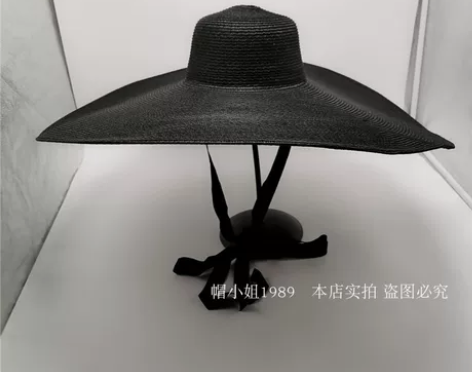 影楼拍照写真凹造型超大沿23cm绑带黑色草...