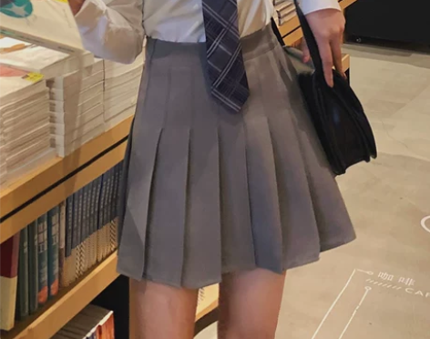 【暖心价】黑色百褶裙女秋冬半身裙夏灰色高腰...
