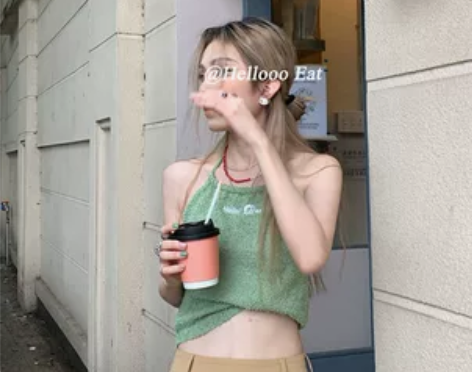 Hellooo Eat 挂脖吊带背心女设计...
