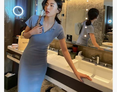 SWNA 温柔弹力连衣裙气质女夏高级感裙子...