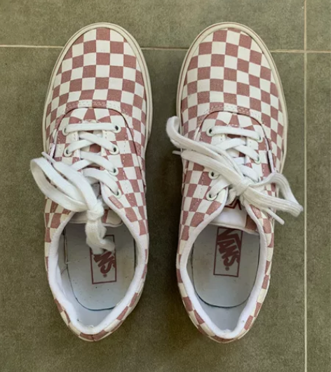 vans 粉色棋盘格 34.5码大童款九五...