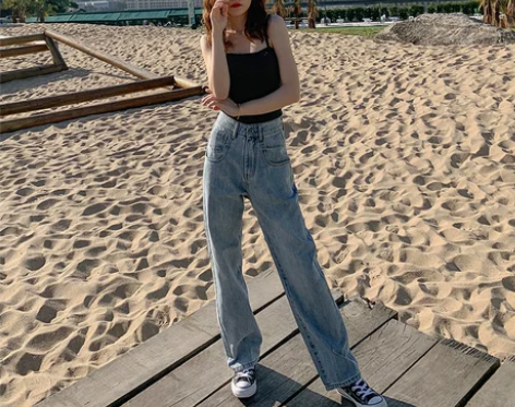 小个子泫雅牛仔裤女宽松xxs夏天薄款150...