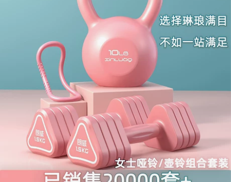 朗威哑铃女士健身家用运动器材套装组合一体小...