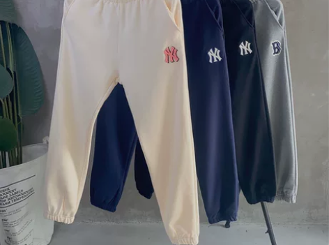 MLB男女款字母刺绣松紧腰加绒卫裤休闲裤子...