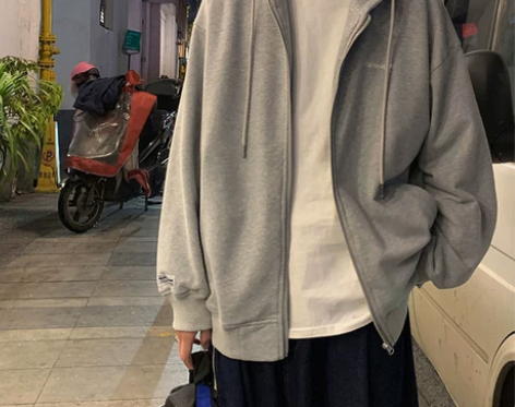 加绒连帽卫衣男秋冬季潮牌纯色开衫外套韩版潮...