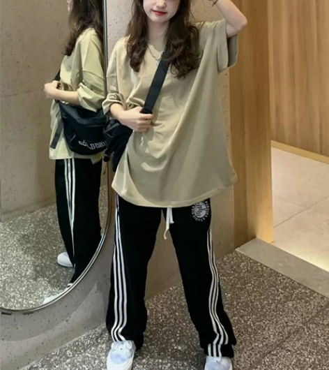 美式oldschool裤子秋冬高街侧边条纹...