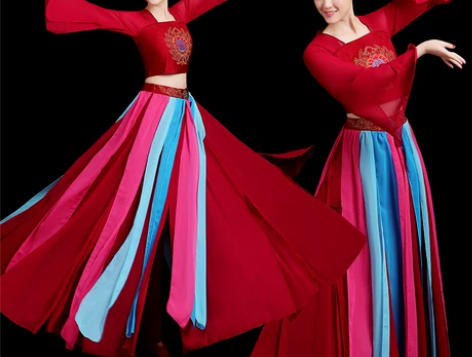汉服古典舞演出服女中国风飘逸古风舞蹈服装现代