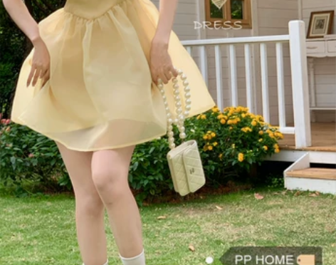 PPHOME落跑甜心~法式泡泡袖连衣裙女收...
