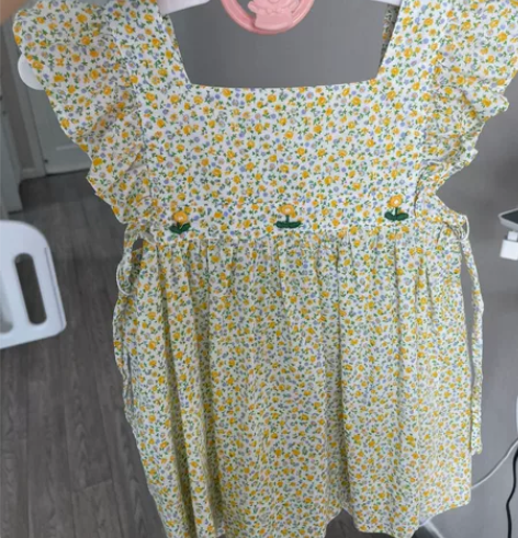 Vintage baby 刺绣雏菊裙,90...