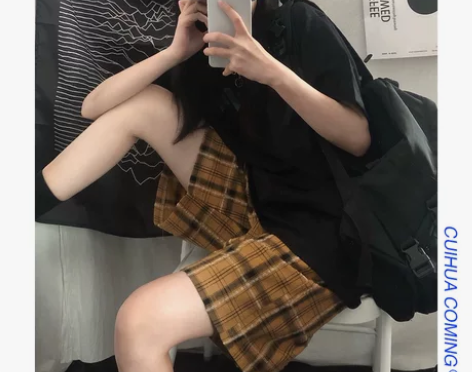 孕妇短裤夏季薄款外穿直筒宽松五分裤格子大码...