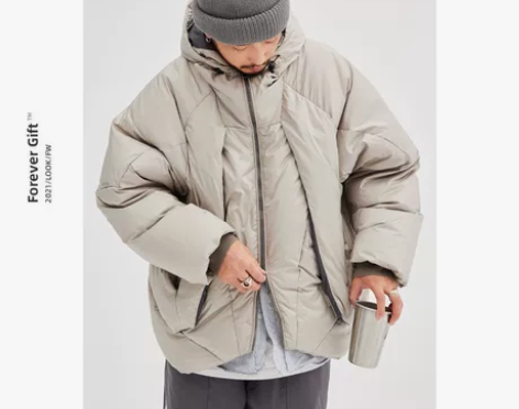 日系2022年加厚羽绒服男连帽冬季外套休闲...