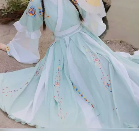 艺缕原创芙蕖汉服女秋冬襦裙重工刺绣晋制齐腰...