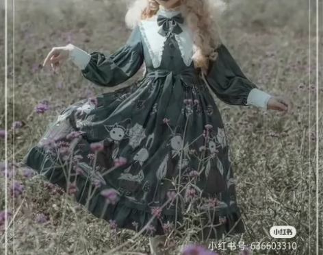 甜心贩售机毒蘑菇 Lolita 裙 S码墨...