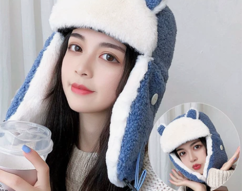 帽子冬天女新款卡通雷锋帽韩版可爱保暖棉帽户...