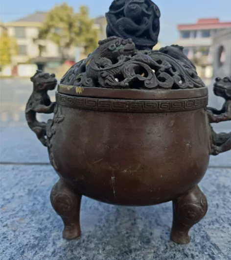 瑞兽耳炉 纯铜熏香炉 高19厘米 直径11...