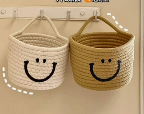 收纳篮筐收纳盒化妆品桌面可挂墙编织大号藤编...