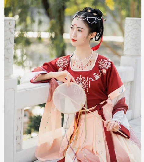 珍缕千禧寻汉服女春季唐制坦领敦煌飞天中国风...