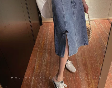 小个子半身裙女夏季高腰ins开叉a字裙显瘦...