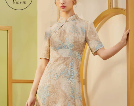 花木深中国风旗袍改良版连衣裙女刺绣高腰裙真...