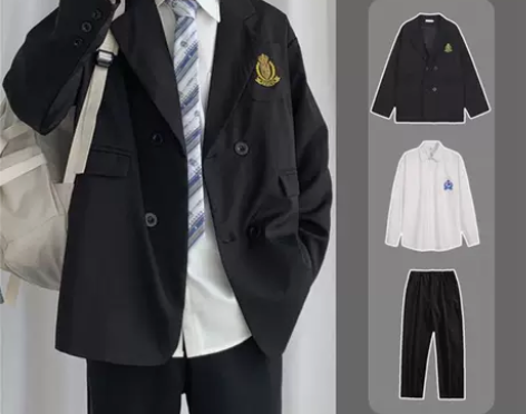 dk制服小西装男初中生全套学院风宽松休闲外...
