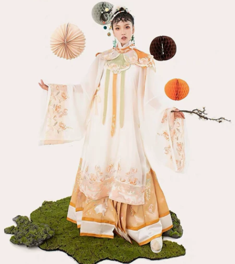 都城南庄汉服千春万寿立领长衫马面裙云肩明制...