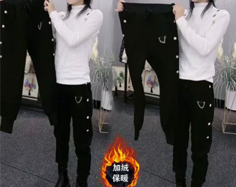 秋冬季加绒加厚新款休闲裤女外穿宽松显瘦网红...