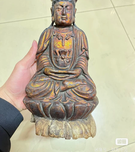 佛像 明清佛像  木佛 漆金木雕观音 工艺...
