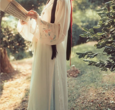 兰若庭 汉服 海棠春 立领 绣花 渐变 印...