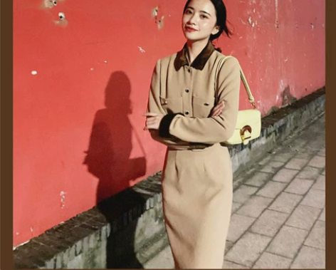 Lam muimui复古港风套装女短款小西...