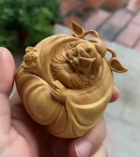 木雕手把件钟馗,天师钟馗手把件,实木整雕,...
