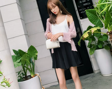 @胡楚靓HUCHUJING 白色吊带背心夏...