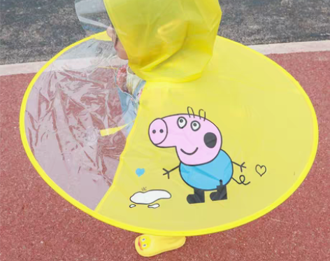 转卖儿童雨衣小黄鸭斗篷式宝宝抖音防划男女幼...