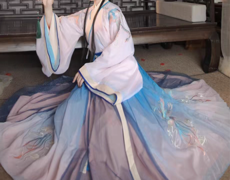 转卖蝉佩凤羽汉服女中国风交领齐腰襦裙魏晋风...