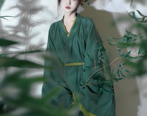 转卖绿色汉服女夏季中国风直裾古装魏晋古风改...