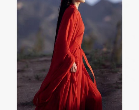 转卖红色魏晋古风武侠古装汉服女款中国风舞蹈...