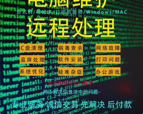 电脑维修系统重装远程故障咨询修复蓝屏死机卡...